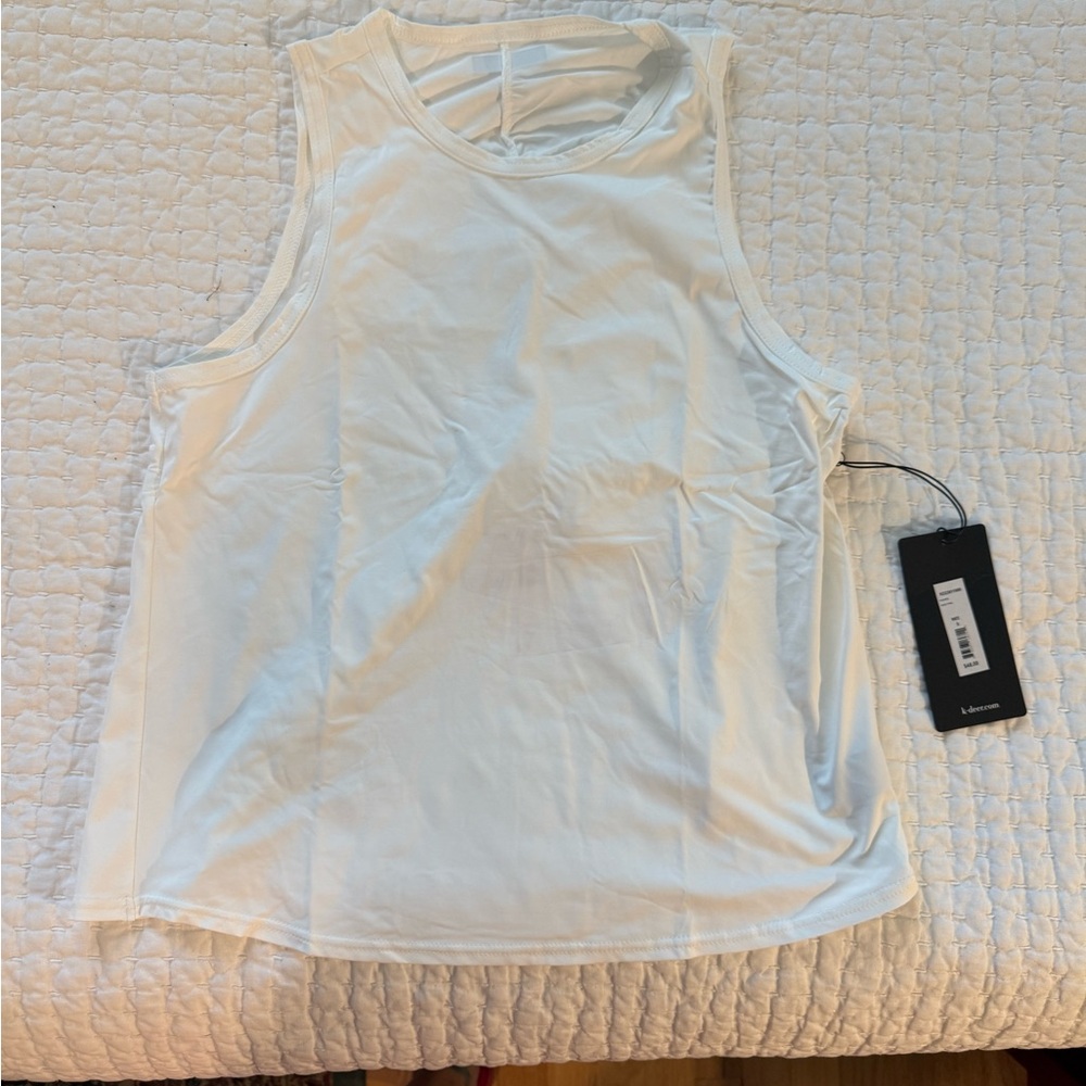 K.DEER White Ruched Back Tank